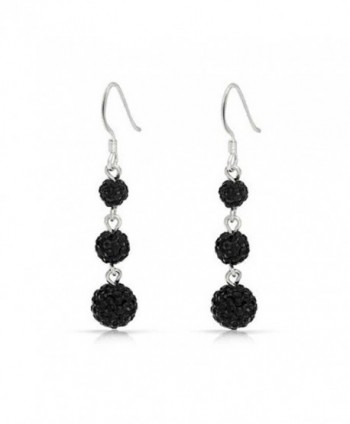 Bling Jewelry Black Crystal Balls Sterling Silver Dangle Earrings - CQ119VZZY1H