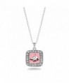 Figure Skating Ice Skates Charm Classic Silver Plated Square Crystal Necklace - CJ11MCHU2C7