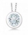 0.75 Ct Round Sky Blue Aquamarine 925 Sterling Silver Pendant With Chain - CP11DIMTQMH