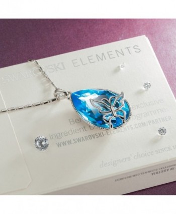 Valentines Necklace Butterfly Teardrop Swarovski