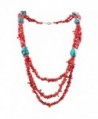 SUNYIK Red Coral Bib Necklace-Tumbeld Stone Beaded Choker-for Women Men - "Lh10(32"")" - C212EYQF903