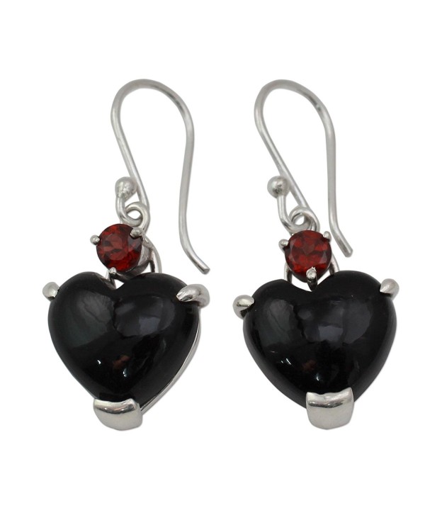 NOVICA Multi-Gem Onyx .925 Sterling Silver Dangle Earrings 'Goth Love' - CY11G3WDRD3