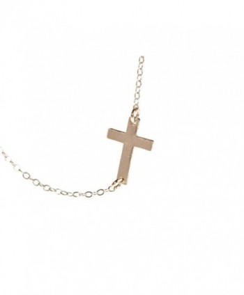 Sideways Cross Necklace - Small Off Center Cross - C8110ZJ7IZN