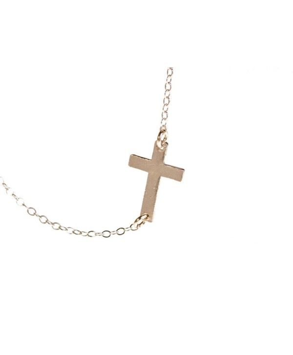 Sideways Cross Necklace - Small Off Center Cross - C8110ZJ7IZN