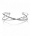 Sterling Silver Polished & Twist Criss Cross Cuff Bangle Bracelet - Sterling Silver - C1185NECK22