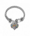 Autism Awareness Pave Heart Charm Bracelet Silver Plated Lobster Clasp Clear Crystal Charm - CK123HZKDN5