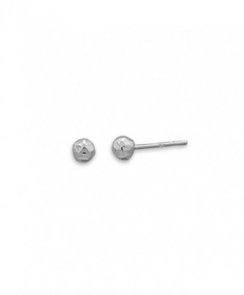 Ball Post Stud Earrings Polished Hammered Sterling Silver - 4mm - C4118ELZNYH