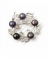 Purple Freshwater Cultured Pearl White Gold Plated Brooch Pin 30x35mm - Black02 - C1118TFJ6ZP