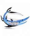 Alilang Silvery Tone Blue Nautical Large Tiger Shark Teeth Brooch Pin - CJ1143SX9C3