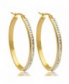 Anni Coco 18K Gold Plated Stainless Steel Clear Crystal Inlay Round Hoop Earrings(40 mm-60 mm) - CO188WIHRQM