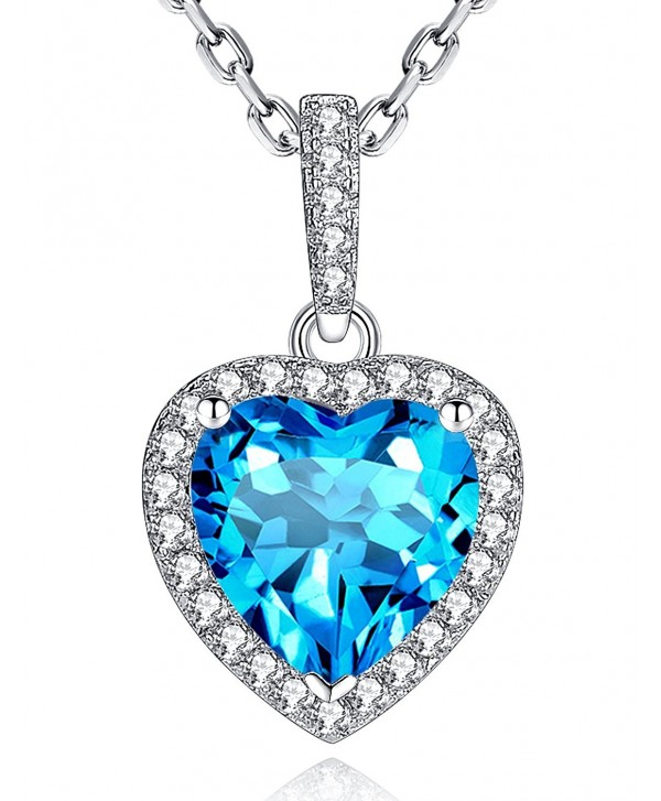 Necklace Birthstone Valentines Girlfriend Anniversary - 012-Birthstone Swiss Blue Natural Topaz - CP187A8SG49