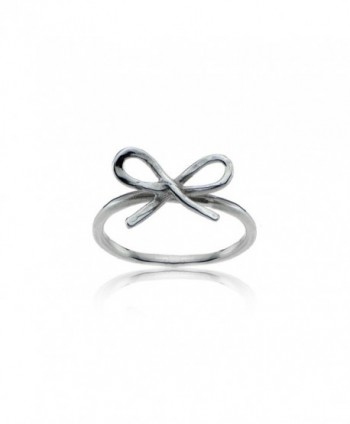 Sterling Silver High Polished Dainty Bow Tie Stackable Midi Ring - CJ188NORLGZ