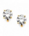 Mariell 14KT Gold-Plated 2 Carat CZ Clip-On Earrings - 8mm Round-Cut Solitaire Cubic Zirconia Studs - CG11X9D7965
