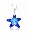 Sterling Silver Berumda Blue Starfish Pendant Created with Swarovski Crystals - CL12F1FLIDX