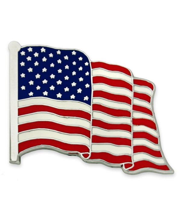 PinMart's Proudly Made in USA American Flag Jewelry Silver Enamel Lapel Pin - CE120824AWT