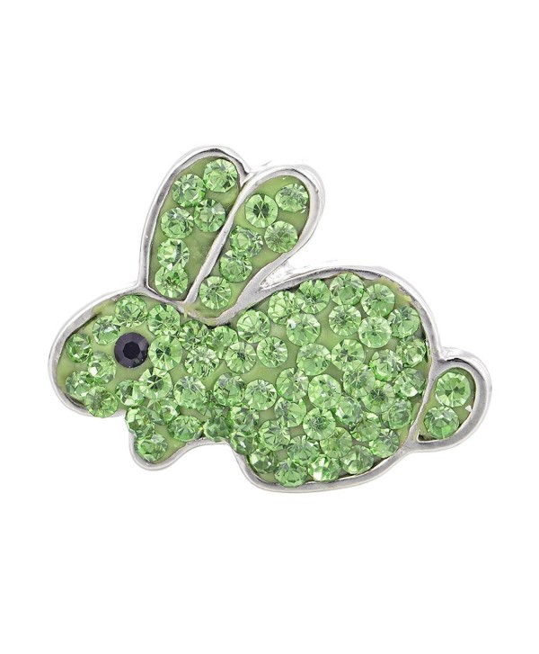Ginger Snap Jewelry Vocheng 18mm Rabbit Crystal Button 2 Colors Vn-874 Pack of 2pcs - Green - CH1205M3SIF