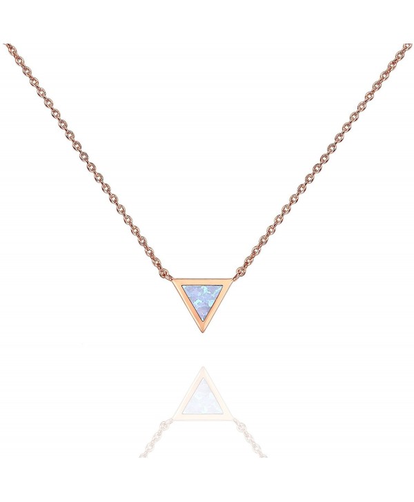 PAVOI 14K Gold Plated Triangle Bezel Set Pink/White/Green/Blue Created Opal Necklace 16-18" - Rose Gold - CV187H3R2WI