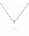 PAVOI 14K Gold Plated Triangle Bezel Set Pink/White/Green/Blue Created Opal Necklace 16-18" - Rose Gold - CV187H3R2WI
