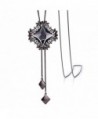 Merdia Long Chain Necklace for Women Rhombus Pendant with Sparkly Glass Black-20"-42G - C3182EOUX0E