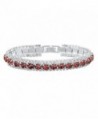 Round Simulated Birthstone Accent Silvertone Tennis Bracelet 7" - July - Simulated Ruby - CQ11Q7RXOKZ