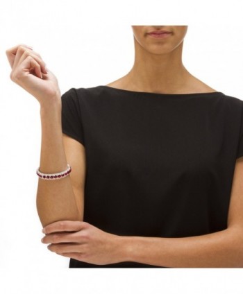 Simulated Birthstone Accent Silvertone Bracelet in Women's Tennis Bracelets