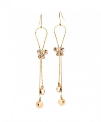 Neoglory 14k Gold Plated Rhinestone Yellow Drop Dangle Earring- Brown - CQ11QSYO0HD