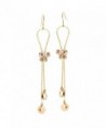 Neoglory 14k Gold Plated Rhinestone Yellow Drop Dangle Earring- Brown - CQ11QSYO0HD