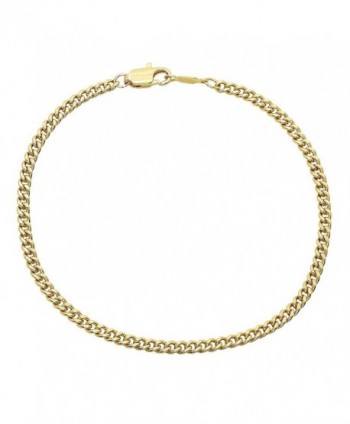 3mm 14k Gold Plated Flat Cuban Link Chain or Bracelet - 7"8"9"16"18"20"22"24"30"36" + Polishing Cloth - CJ12JXAVWS7