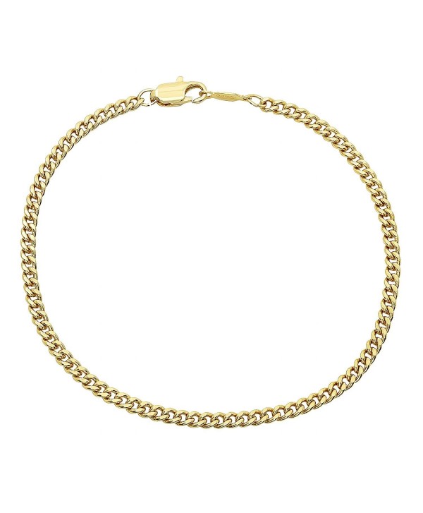 3mm 14k Gold Plated Flat Cuban Link Chain or Bracelet - 7"8"9"16"18"20"22"24"30"36" + Polishing Cloth - CJ12JXAVWS7