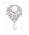 FANZE Women's Simulated Pearl Austrian Crystal Double Teardrop Nobleness Wedding Bridal Brooch - CG183NAGE94