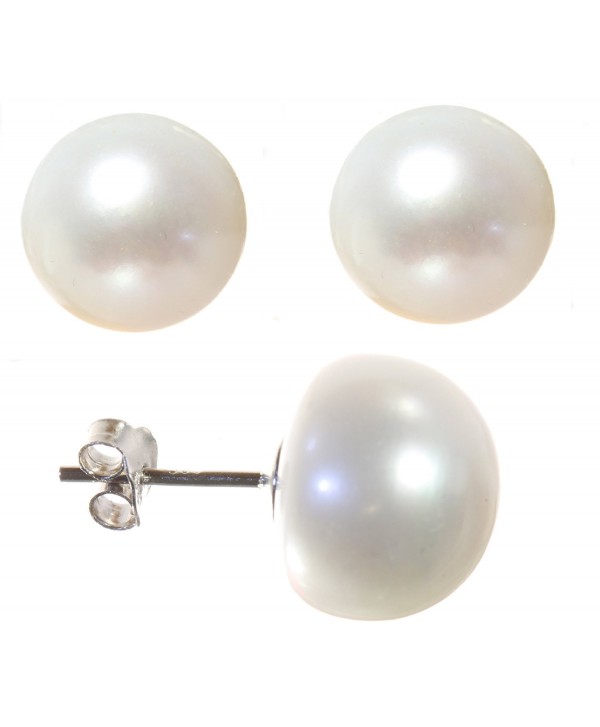 Classical 925 Sterling Silver 12.0mm Freshwater Cultured Pearl Women Stud Earrings - CL118Q86QQ7