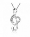 925 Sterling Silver Music Note Love Heart Necklace Pendant- Box Chain 18" - C0184Q5TS0I