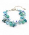 Silk Thread Mother of Pearl Freshwater Pearl Gemstones Handmade Bracelet 7"-9" - Blue - CK124UCJSSF