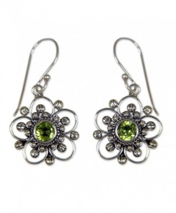 NOVICA 925 Sterling Silver and Peridot Flower Dangle Earrings- 'Nature's Gift' - CS182G92ZOD