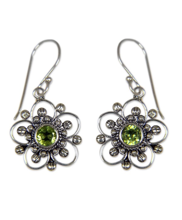 NOVICA 925 Sterling Silver and Peridot Flower Dangle Earrings- 'Nature's Gift' - CS182G92ZOD