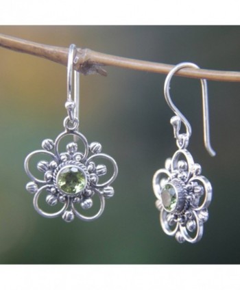 NOVICA Sterling Peridot Earrings Natures