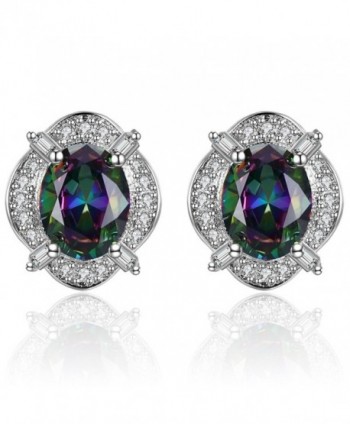 BEMI Elegant 4 Style White Gold Setting Colorful AAA Zircon Crystal Party Wedding Stud Earrings for Women - CE186HU0IL5