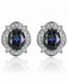 BEMI Elegant 4 Style White Gold Setting Colorful AAA Zircon Crystal Party Wedding Stud Earrings for Women - CE186HU0IL5