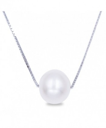 Swhite Sterling Freshwater Cultured Pearl Pendant Necklace - " Single " - CS12H3Z7DX3