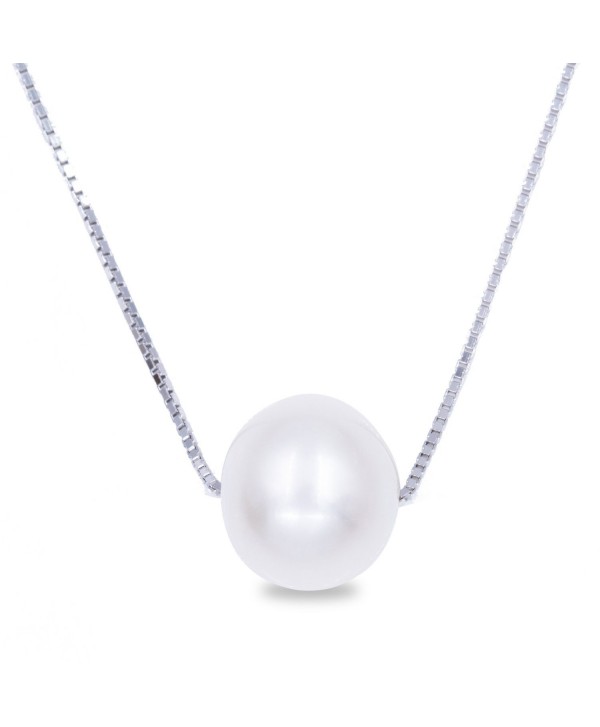 Swhite Sterling Freshwater Cultured Pearl Pendant Necklace - " Single " - CS12H3Z7DX3