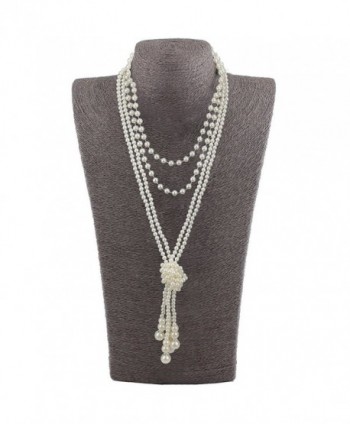 Pearls Necklace Strand Vintage Long Knot 1920s Gatsby Party Costume Accessories  Women Mother's Day - CN18CCG5MGG