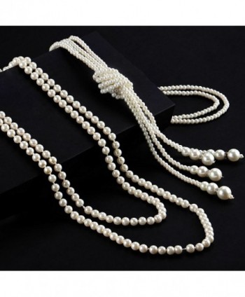 Pearls Necklace Strand Vintage Long Knot 1920s Gatsby Party Costume Accessories  Women Mother's Day - CN18CCG5MGG