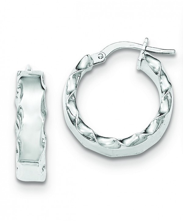 Sterling Silver Scalloped Edge Hoop Earrings - (0.75 in x 0.2 in) - CX12GPPNRK5