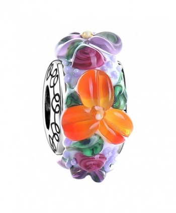 SOUFEEL "Sea of Flower" Charm Bead Murano Glass Beads 925 Sterling Silver Charms For European Bracelets - CR182GLKU9Z