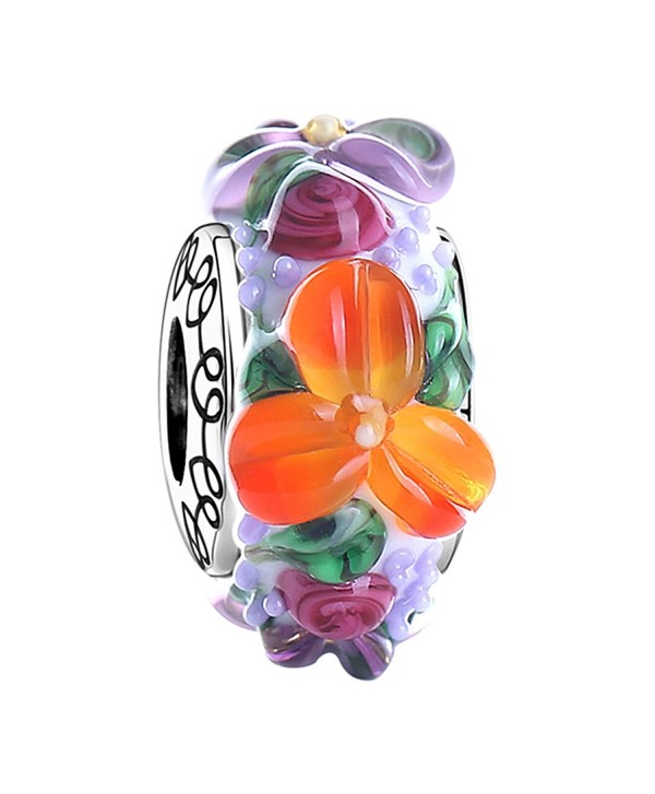 SOUFEEL "Sea of Flower" Charm Bead Murano Glass Beads 925 Sterling Silver Charms For European Bracelets - CR182GLKU9Z