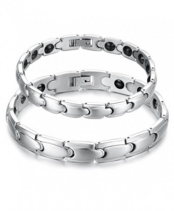 Feraco Mens Women Titanium Stainless Steel Magnetic Therapy Bracelet Healing Arthritis Sleek Cuff Wristbands - CT12E3JVH43