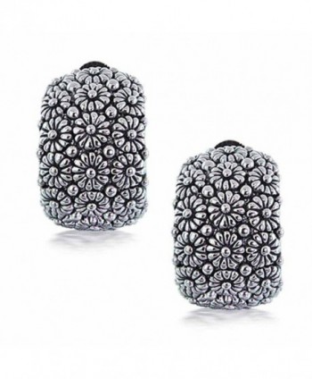 Bling Jewelry Sunflower Earrings Rhodium in Women's Clip-Ons Earrings