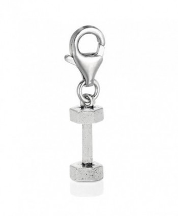 Barbell Weight Dumbell Gym Fitness Clip on Charm for Bracelets or Necklace Pendant lobster clasp charm - CB11MYKLTBZ
