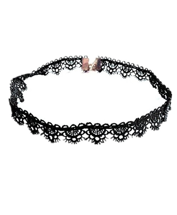 Susenstone Personalized Chic Black Lace Side Flower Necklace Choker - CX12MANS0CK