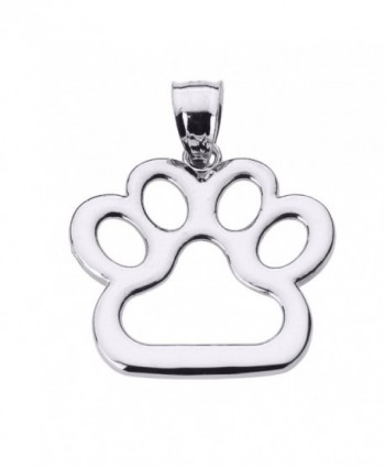 Polished 925 Sterling Silver Dog Paw Print Charm Pendant - CV128XPFTQP